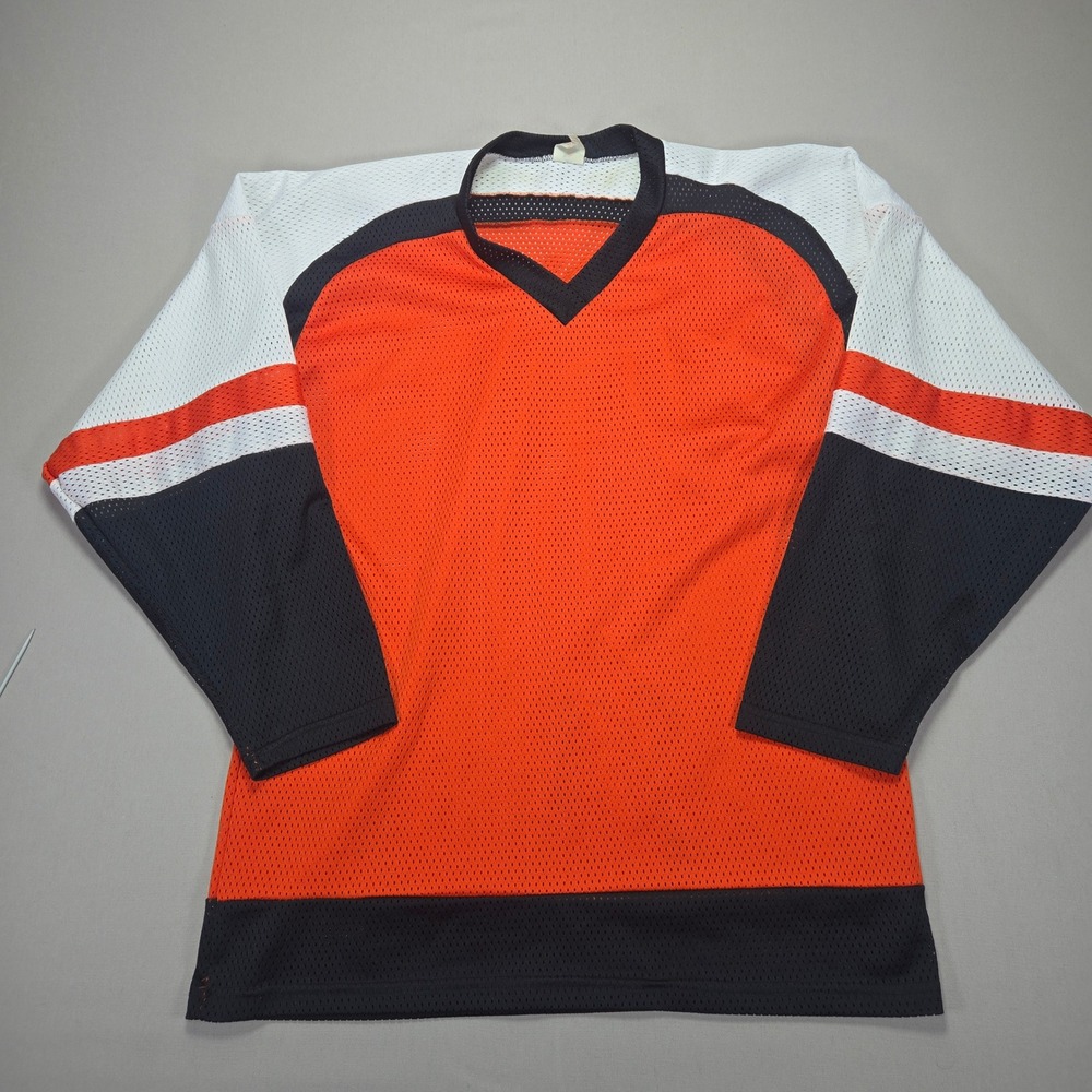 Trimark Philadelphia Flyers Hockey Jersey Practice Warmup Orange Black White ‎ L